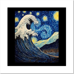 Great Wave off Kanagawa with Starry Nights van Gogh Posters and Art